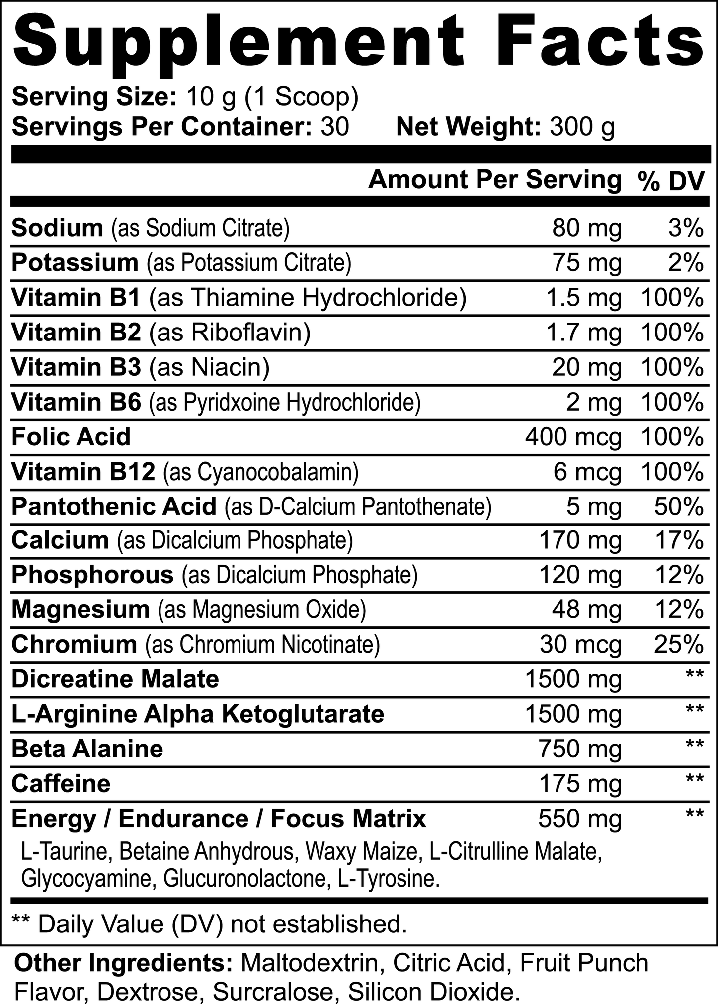 Nitric Shock Pre-Workout Powder (Fruit Punch) - Supz