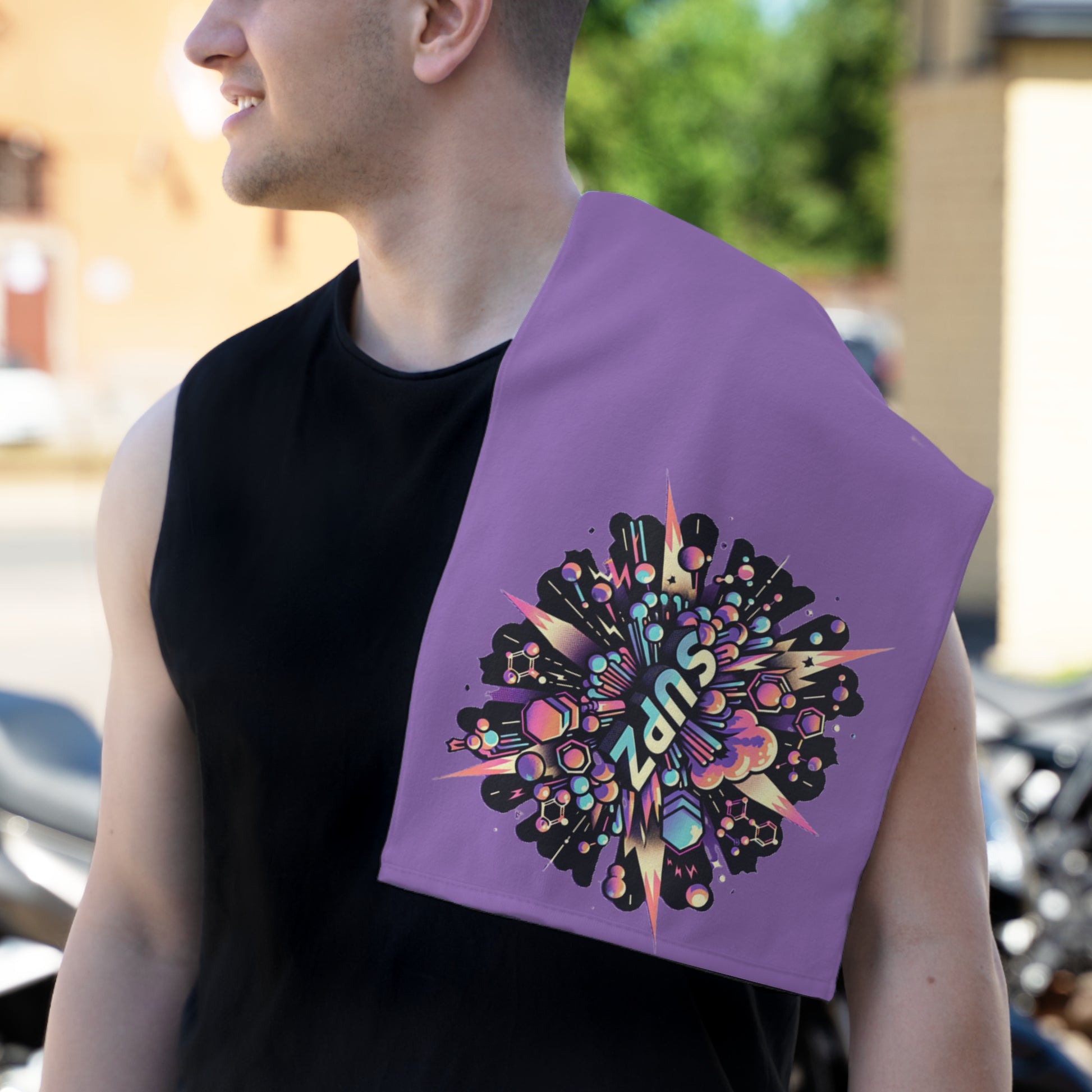 Vibrant Purple Gym Towel with 'SUPZ' Design - Perfect for Sports & Events - Supz