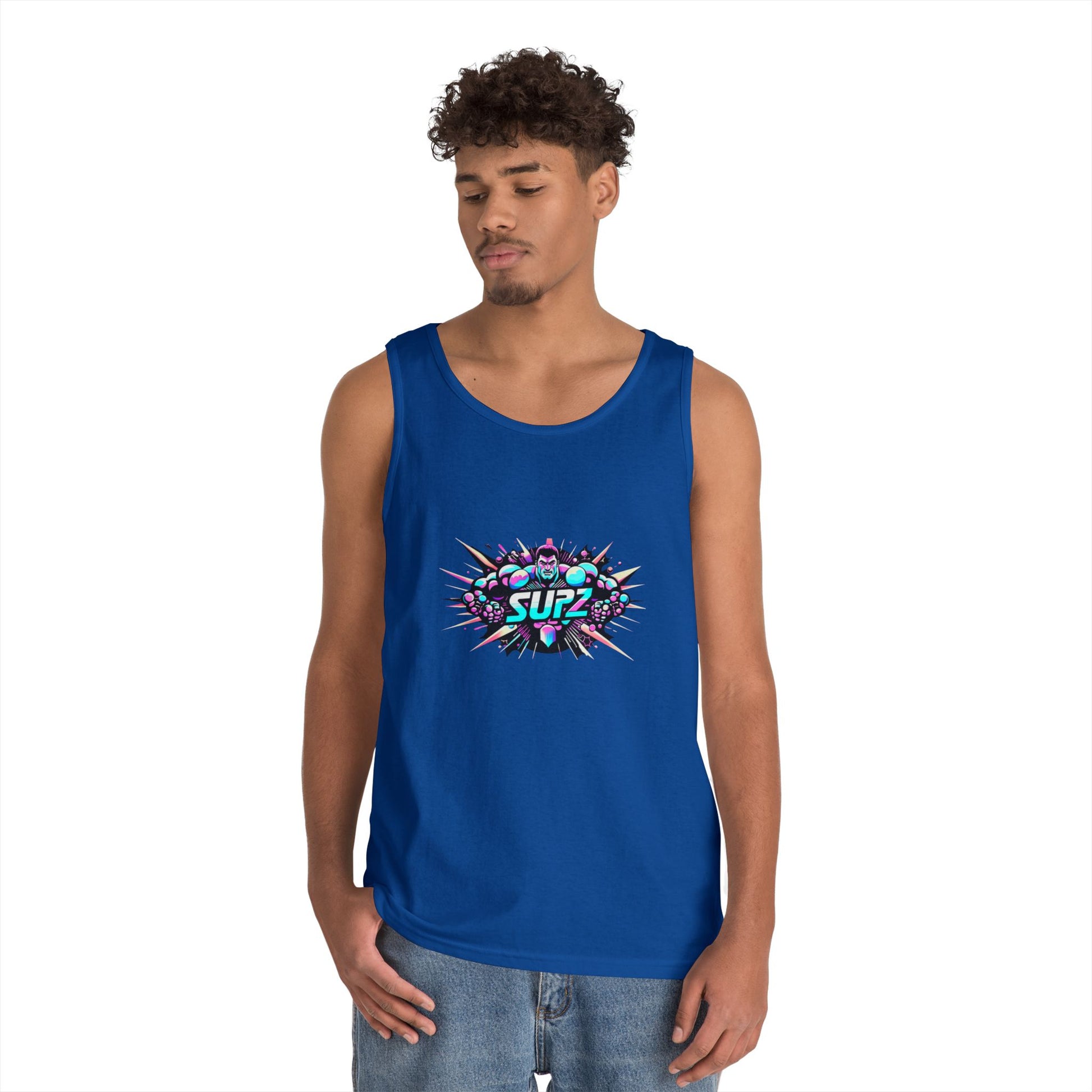 Supz Mens Heavy Cotton Tank Top – Perfect for Summer Fun! - Supz