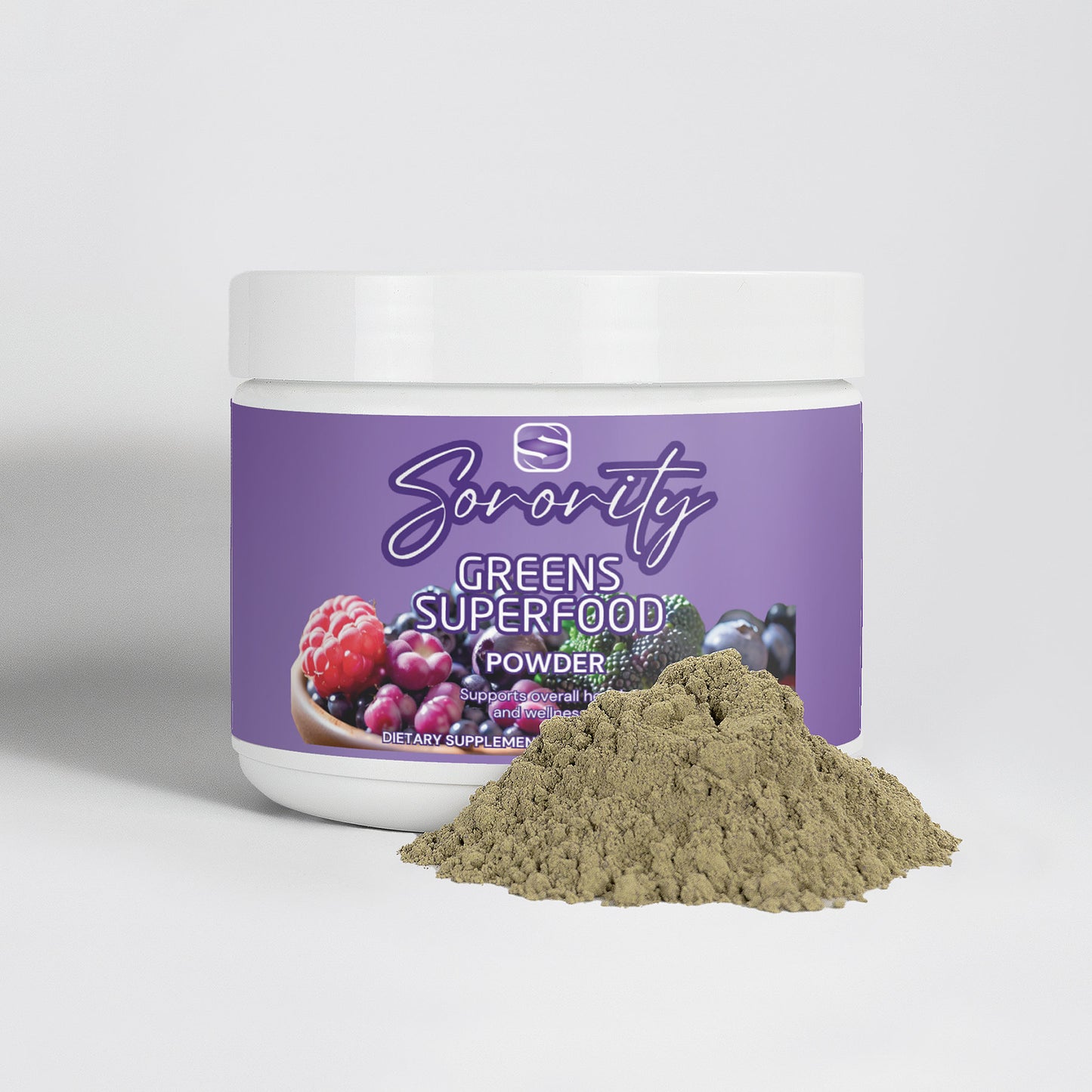 A Jar of Sorority by Supz LLC Greens Superfood Powder Best Fruit Powder For Women. 