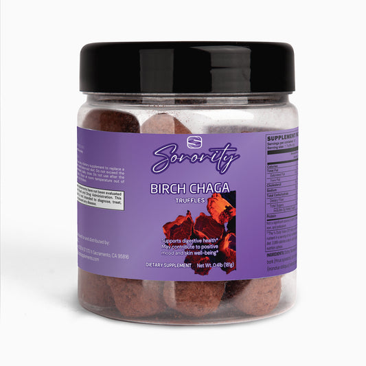 a image of a vibrant bottle of sorority supz womens birch chaga for immune support.
